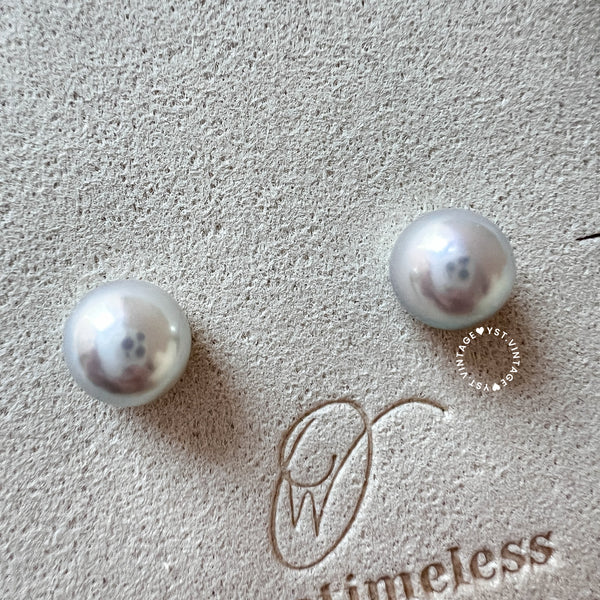 8.4mm 真多麻 Japanese Akoya 18KPT Earrings