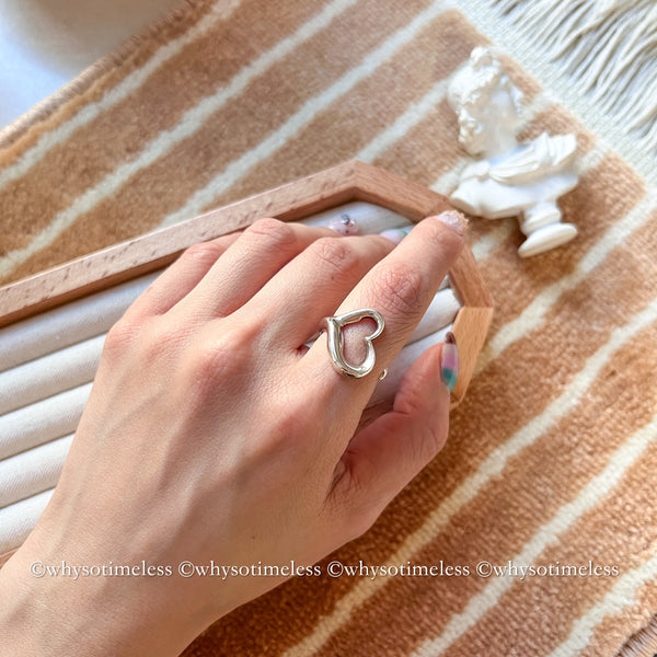 Vintage Tiffany & Co. Elsa Peretti Sterling Silver Open Heart Ring