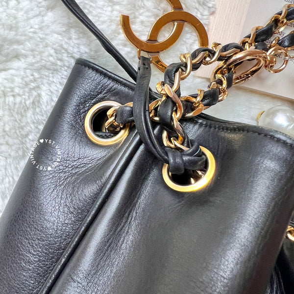 Vintage Chanel Bucket Bag with Coco Mark Chain - Black