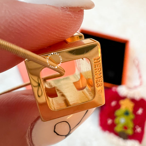 Vintage HERMÈS Cage d'H Pendant Necklace - Gold