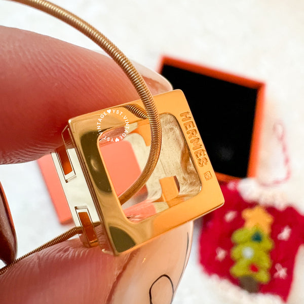 Vintage HERMÈS Cage d'H Pendant Necklace - Gold