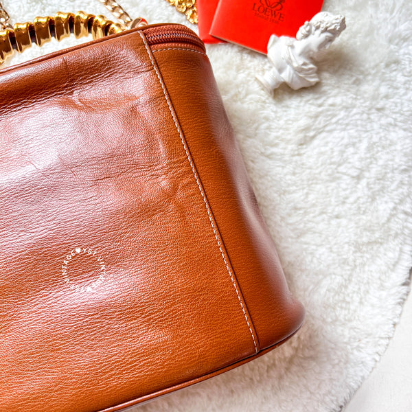 Vintage Loewe Velazquez Twist Handle Bag - Caramel Brown