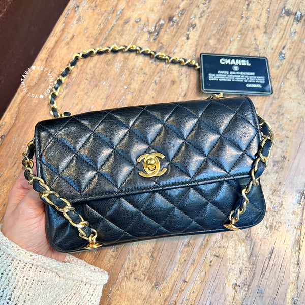 Vintage Chanel 19cm Mini CF Bag - Black x Gold
