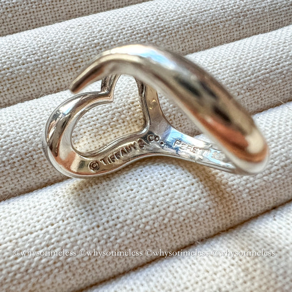 Vintage Tiffany & Co. Elsa Peretti Sterling Silver Open Heart Ring