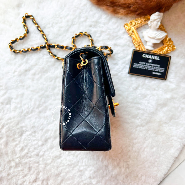 Vintage Chanel Mini Square Flap Bag - Black x Gold 004