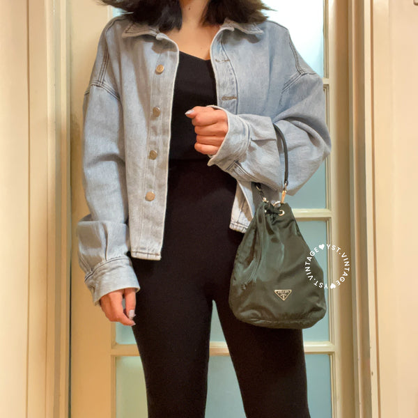 Vintage Prada Nylon Bucket Bag - Green