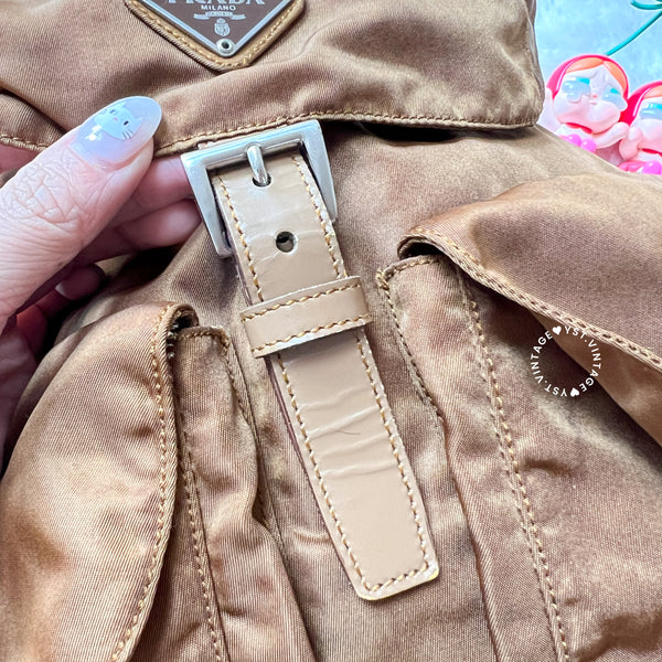 Vintage Prada Tessuto Nylon Vela Backpack - Caramel Brown