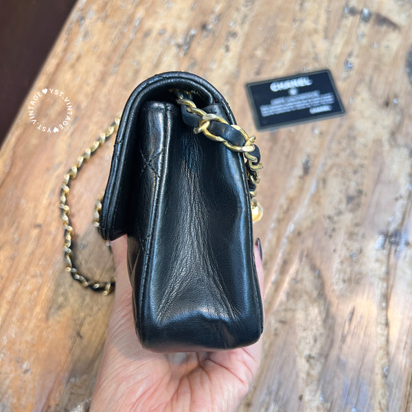 Vintage Chanel 19cm Mini CF Bag - Black x Gold