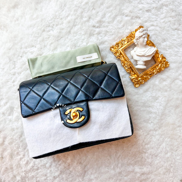 Vintage Chanel Mini Square Flap Bag - Black x Gold 004