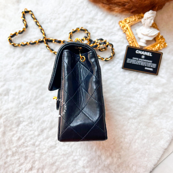 Vintage Chanel Mini Square Flap Bag - Black x Gold 004