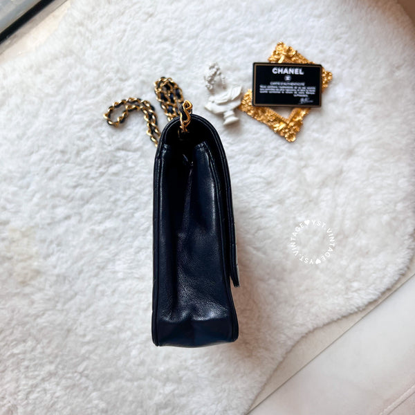 Vintage Chanel Single Flap Bag - Black x Gold 002