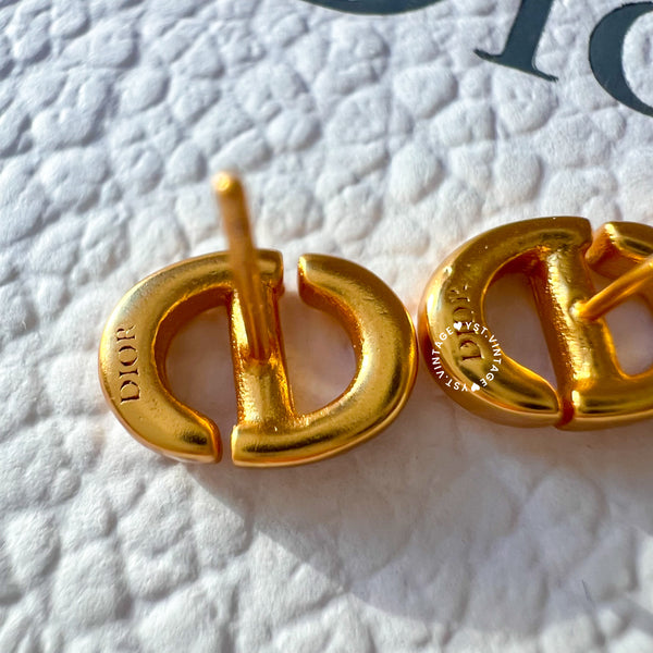 Pre-owned Dior CD Navy Stud Earrings