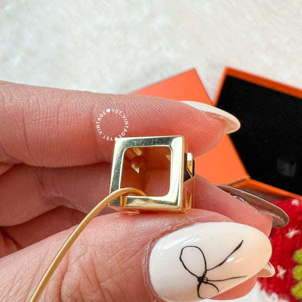 Vintage HERMÈS Cage d'H Pendant Necklace - Gold