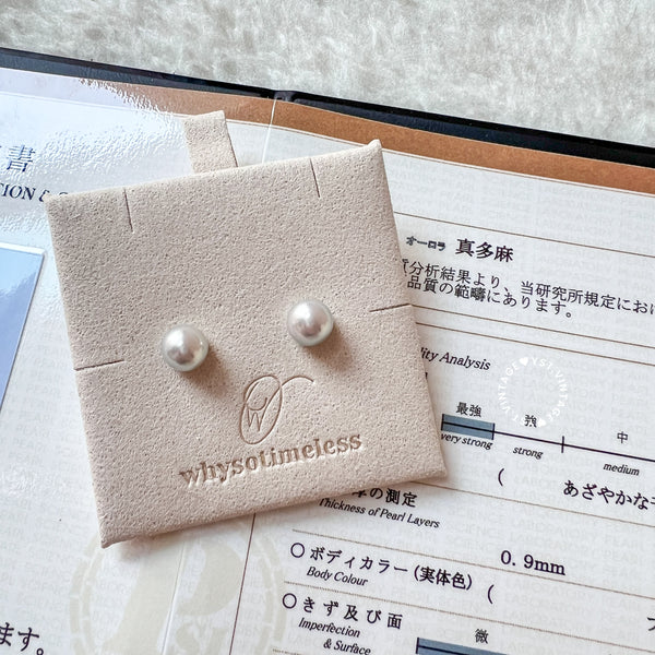 8.4mm 真多麻 Japanese Akoya 18KPT Earrings