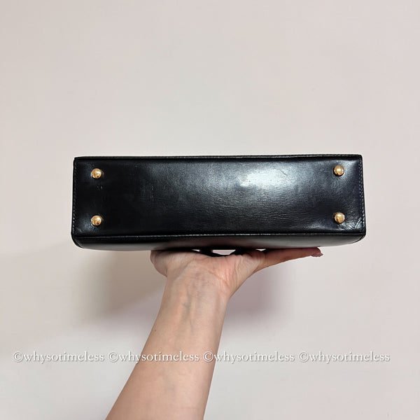 Vintage CELINE Planet Push Lock Kelly Bag - Black