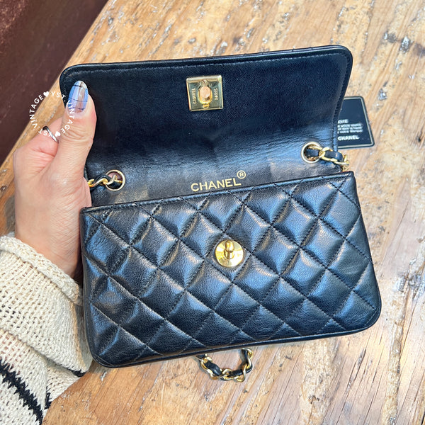 Vintage Chanel 19cm Mini CF Bag - Black x Gold