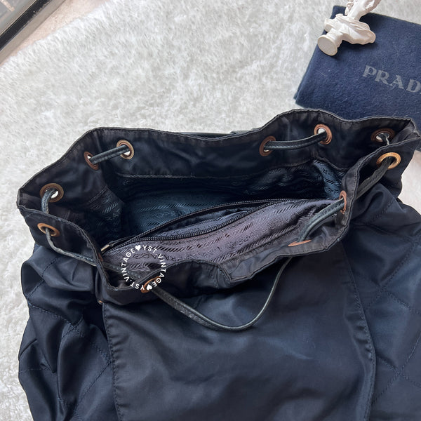 Vintage Prada Nylon Quilted Backpack - Navy
