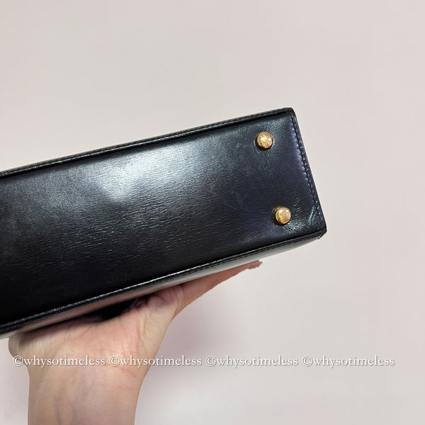 Vintage CELINE Planet Push Lock Kelly Bag - Black