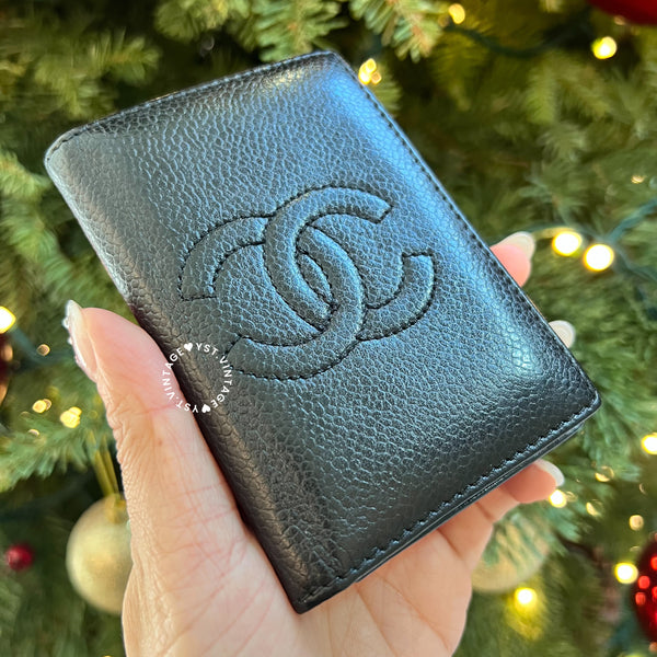 Vintage Chanel Caviar Coco Card Holder - Black 005