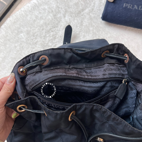 Vintage Prada Nylon Quilted Backpack - Navy