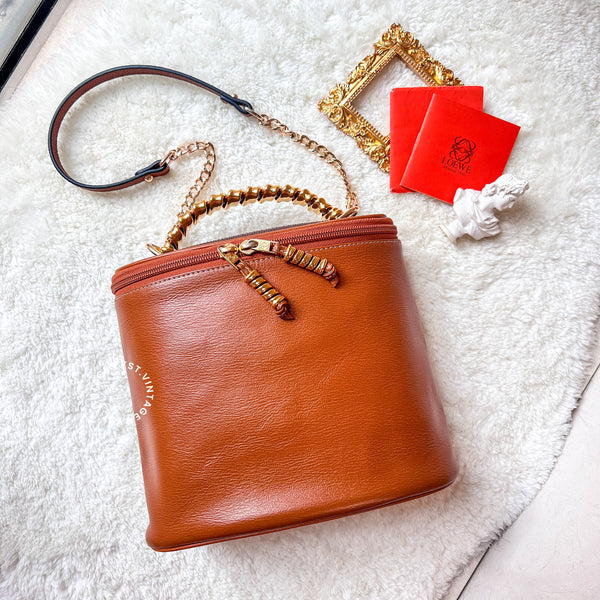 Vintage Loewe Velazquez Twist Handle Bag - Caramel Brown