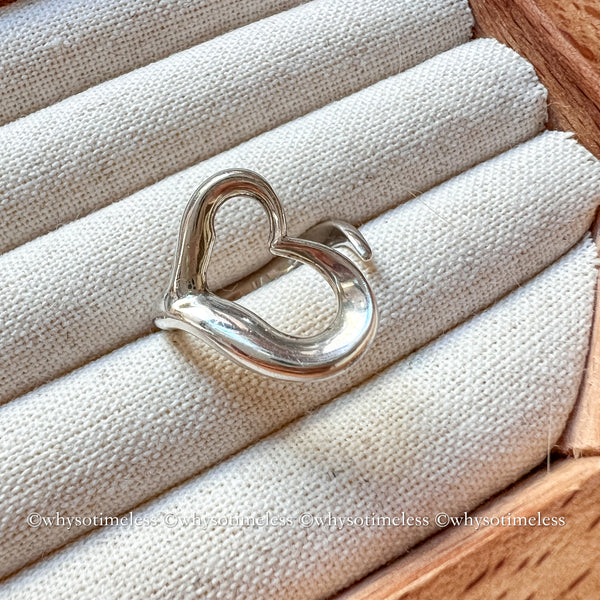 Vintage Tiffany & Co. Elsa Peretti Sterling Silver Open Heart Ring