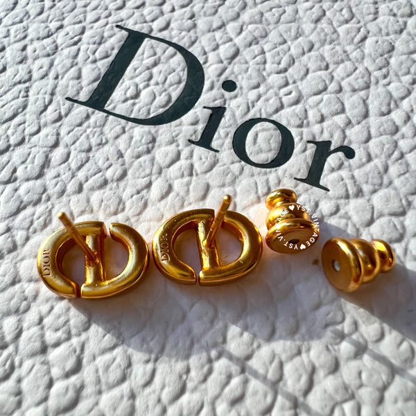 Pre-owned Dior CD Navy Stud Earrings