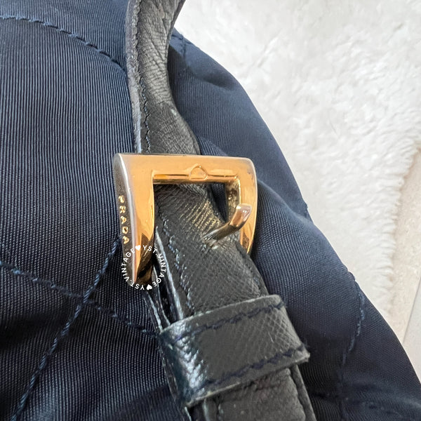 Vintage Prada Nylon Quilted Backpack - Navy