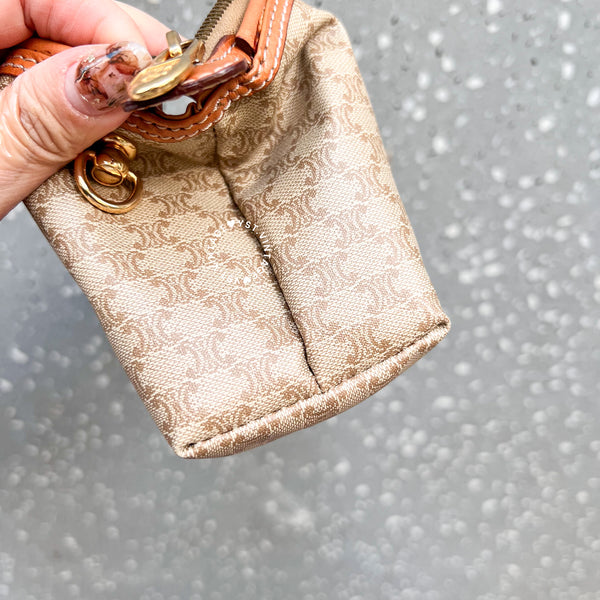 Vintage CELINE Macadam Small Makeup Bag - Beige