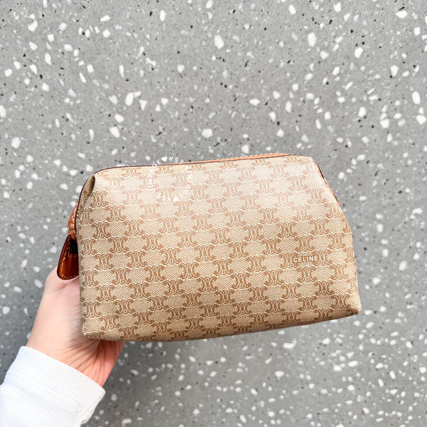 Vintage CELINE Macadam Small Makeup Bag - Beige