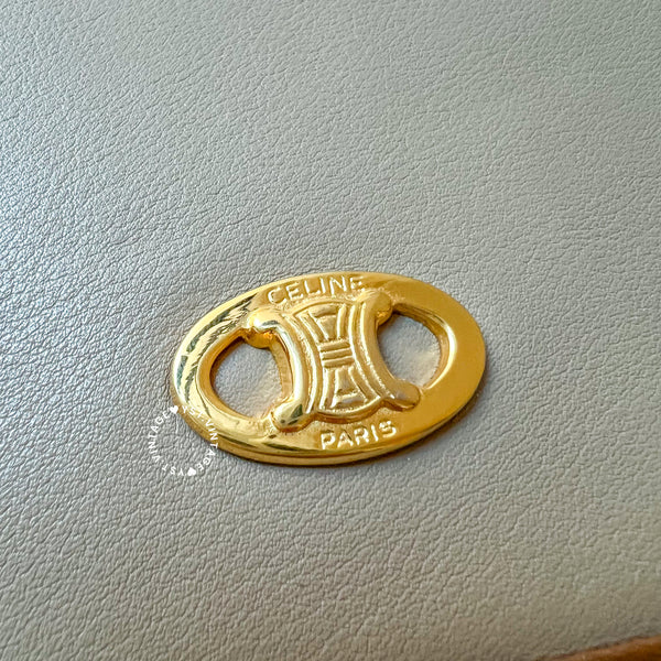 Vintage CELINE Triomphe Chain Shoulder Bag - Beige