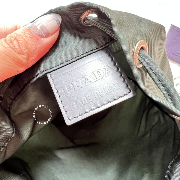 Vintage Prada Nylon Bucket Bag - Green