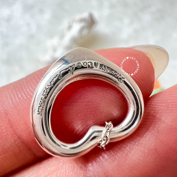 Vintage Tiffany & Co. Elsa Peretti Sterling Silver Open Heart Necklace - Size S