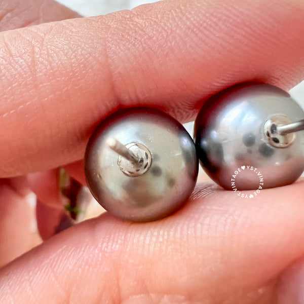10mm+ 大溪地 Tahiti Pearl PT900 Earrings - Ocean Blue