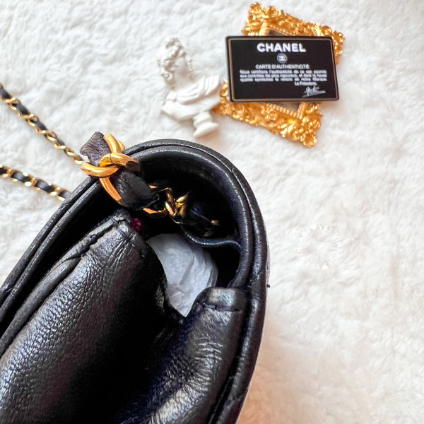 Vintage Chanel Single Flap Bag - Black x Gold 002