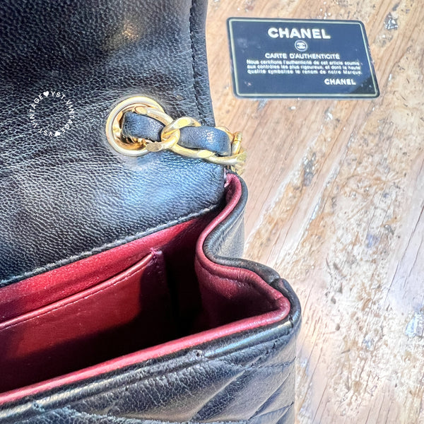Vintage Chanel 19cm Mini CF Bag - Black x Gold