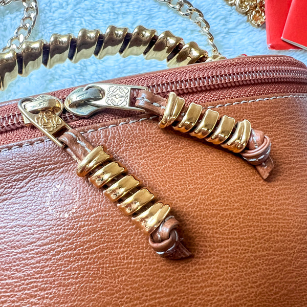 Vintage Loewe Velazquez Twist Handle Bag - Caramel Brown