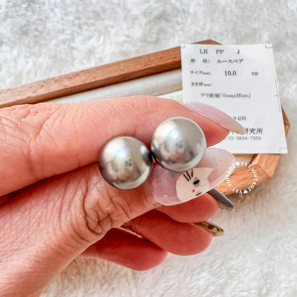10mm+ 大溪地 Tahiti Pearl PT900 Earrings - Ocean Blue