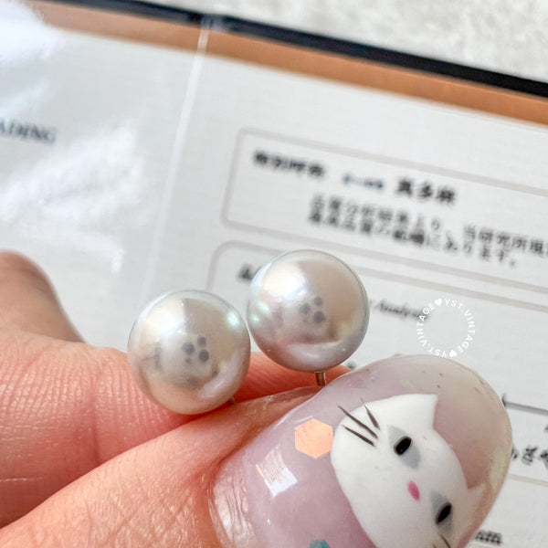 8.4mm 真多麻 Japanese Akoya 18KPT Earrings