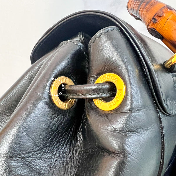 Vintage Gucci Bamboo Backpack - Black