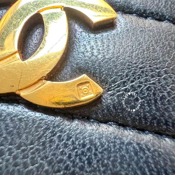 Vintage Chanel Single Flap Bag - Black x Gold 002