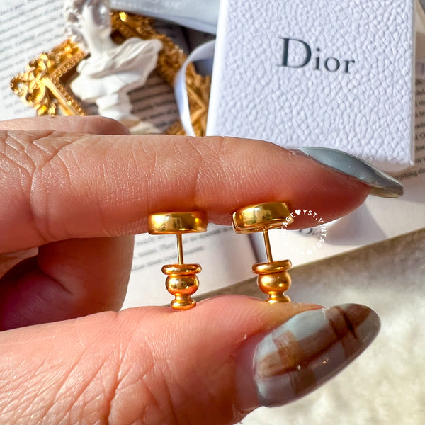 Pre-owned Dior CD Navy Stud Earrings