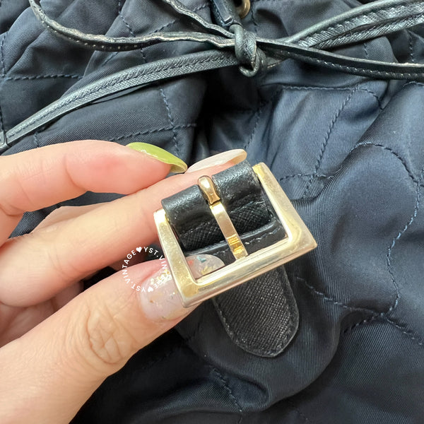 Vintage Prada Nylon Quilted Backpack - Navy