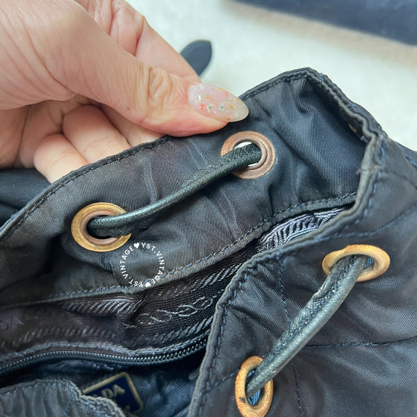 Vintage Prada Nylon Quilted Backpack - Navy