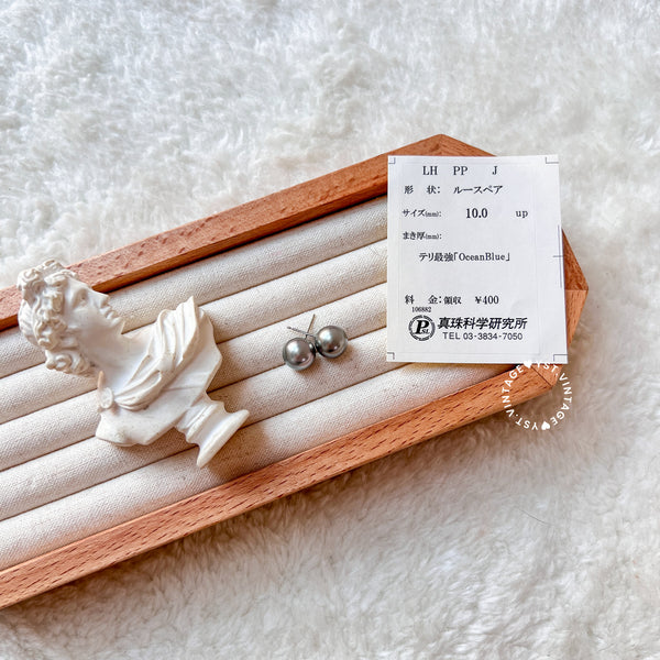 10mm+ 大溪地 Tahiti Pearl PT900 Earrings - Ocean Blue