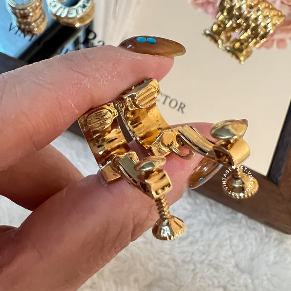 Vintage Givenchy Stained Glass Ear Clips