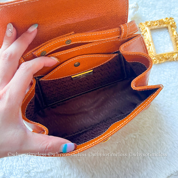 Vintage Valentino Garavani V-lock Crossbody Bag - Golden Brown