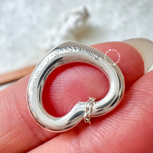 Vintage Tiffany & Co. Elsa Peretti Sterling Silver Open Heart Necklace - Size S