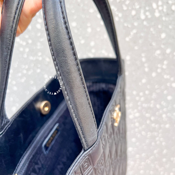Vintage Chanel Camellia Vivian Tote Bag - Black