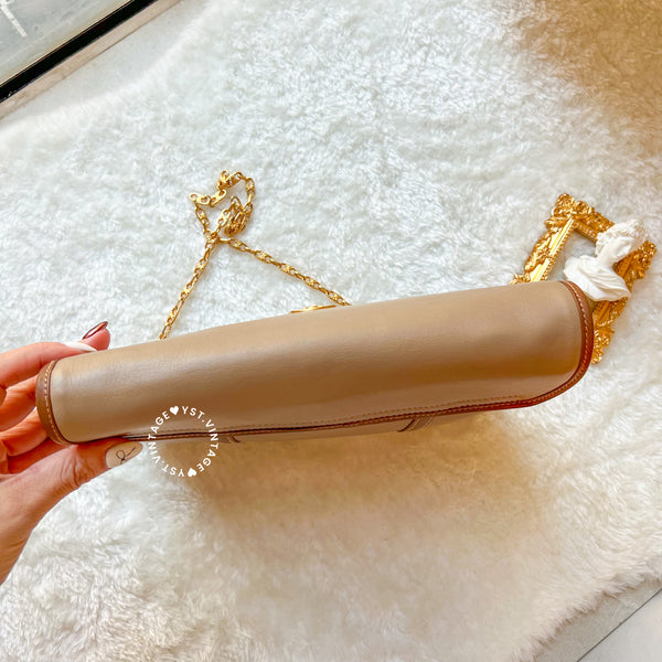 Vintage CELINE Triomphe Chain Shoulder Bag - Beige